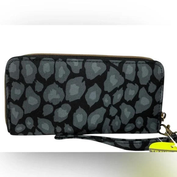 Travelon RFID Blocking Grey Animal Print Continental Wallet Wristlet NWT - Picture 3 of 7